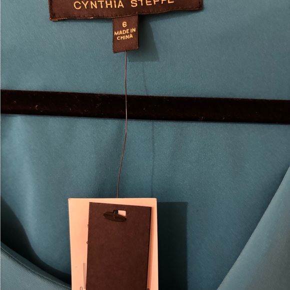 Cynthia Steffe Blue Ruched Asymmetrical Cocktail Dress Size 6 - Picture 2 of 11